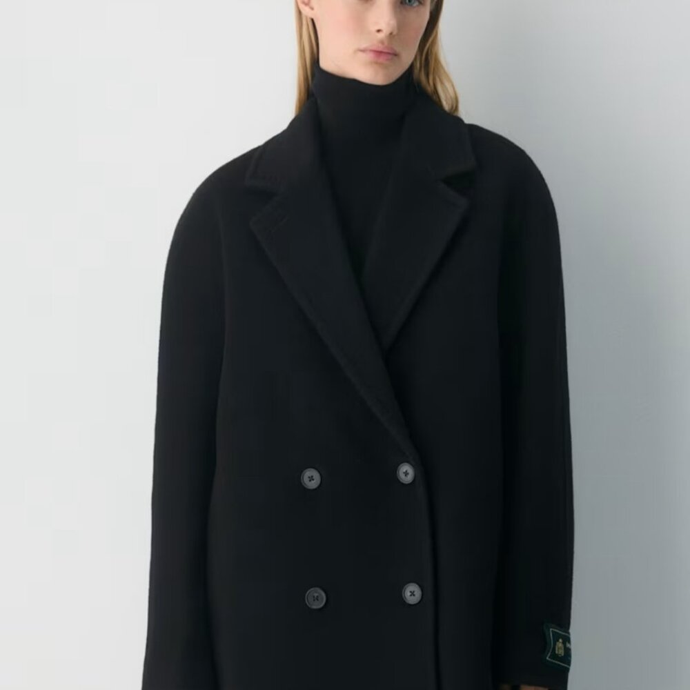 NWT Aritzia BABATON The Slouch Coat - (Re)Camel Wool Black - Picture 2 of 16